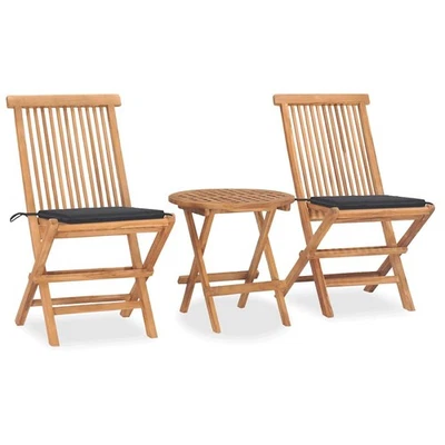 Teak Massiv Gartenmöbel 3-tlg. Klappbar Balkonset mehrere Auswahl vidaXL - Bild 1 von 4