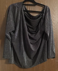 Venus Women's Black Glitter Knit One Shoulder Top Size 3X - NWT - Picture 1 of 4