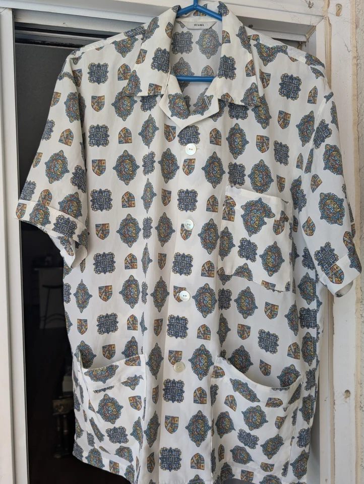 Camisa BEAMS Japón Manga Corta Vintage Corte Caja Calce Relajado Para Hombre Unisex Mediana Foto 1 de 4