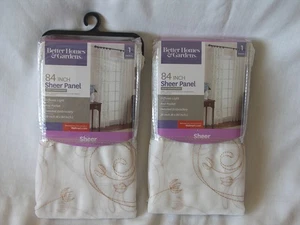 Coppia Tende 2 Better Case & Gardens Pannello Trasparente Avorio Ricamate 38”x84” Nuove - Foto 1 di 5