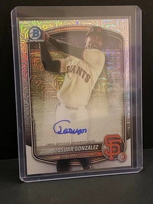Bowman Chrome Mega Josuar Gonzalez 2025 automático #BMA-JG - Mojo Refractor Giants Foto 1 de 2