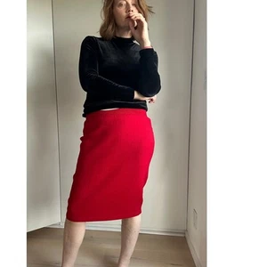 Vintage Womens St John Pencil Skirt Red Size 6 Classic Santana Knit Business - Picture 1 of 6