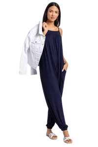 Strappy Full Length Jersey Jumpsuit - Ladies Roman Originals Women - Picture 1 of 31
