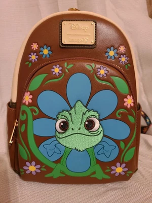 Loungefly Disney Tangled Pascal Mini Backpack Rapunzel Chameleon Floral Bag New - Image 1 of 4