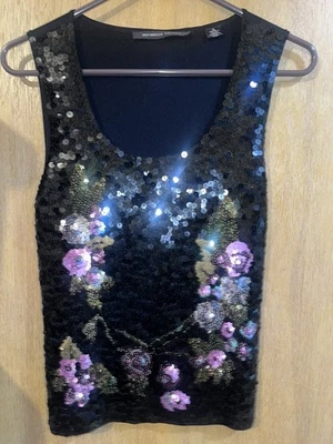Blusa negra para mujer Michelle Nicole lentejuelas Flora talla L Foto 1 de 4