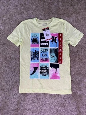 Hurley Boy's Size M Yellow Short Sleeve Logo T-Shirt Tee Surf and Enjoy E879 - Image 1 of 4