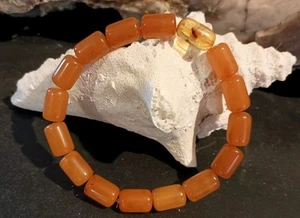 7.5" BARREL RICH BUTTERSCOTCH WITH MILLION YEAR INSECT BEAD BALTIC AMBER... - Picture 1 of 7