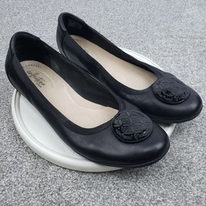 Clarks Zapatos Gracelin Lola Ballet Pisos Cuero Negro Sin Cordones Para Mujer Talla 10M - Imagen 1 de 17