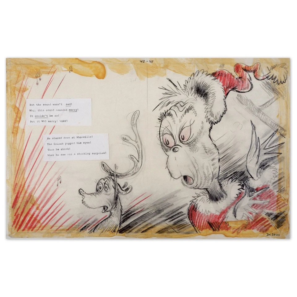 Dr Seuss Art "¡ESTE SONIDO SONABA FELIZ!" LE, galería enmarcada + certificado de autenticidad Foto 1 de 4