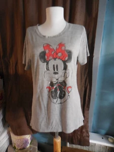 Disney Minnie Mouse Gray T-Shirt Classic Minnie Red Bow size L - Picture 1 of 4