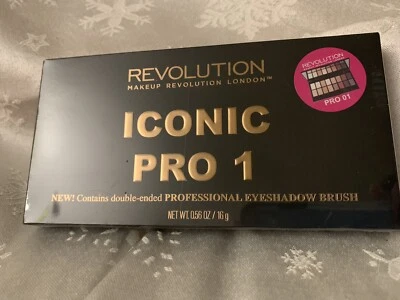 MAKEUP REVOLUTION Eyeshadow Palette ICONIC PRO 1 Nude Neutral Smokey + Brush NEW - Image 1 of 3