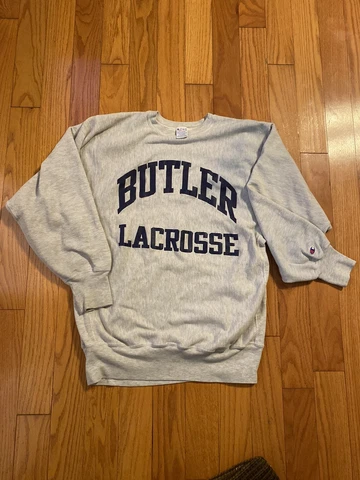 Vintage Butler University Bulldogs Lacrosse Reverse Weave Sweatshirt Champion 2X Cover