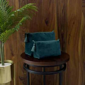 Bolsa de viaje de terciopelo para maquillaje hecha a mano bolsa de cosméticos bolsa de viaje de terciopelo de lujo maquillaje - Imagen 1 de 13