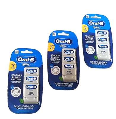 (9) Fio dental Oral-B Glide DEEP CLEAN 43,7 jardas cada (3 pacotes triplos) G'DEAL - Imagem 1 de 3