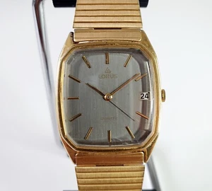 1980s Lorus By Seiko Tank Style Watch Mens Quartz Gold Tone New Battery - Picture 1 of 12