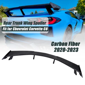 Carbon Fiber Look High Wing For Chevy Corvette C8 20-23 Rear Trunk Spoiler Wing - Picture 1 of 11