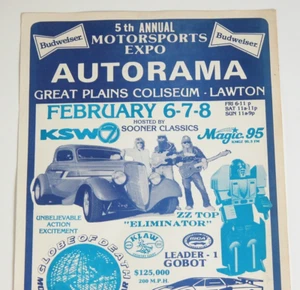 Vintage 80er AUTORAMA 5th Motorsports Poster ZZ-TOP LEADER-1 GOBOT Robot Car Show - Bild 1 von 5