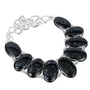 Nuummite Stone Sterling Silver Anniversary Chain Halloween Gift Necklace Jewelry - Picture 1 of 7
