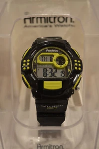 NEW Armitron 45/7044LGN Black & Green Digital Quartz Watch with Resin Strap - Picture 1 of 6