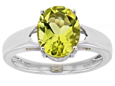 Solitaire Ring Brazilian Yellow Quartz-Rhodium Plated Over Sterling Silver Sz 10 - Image 1 of 4