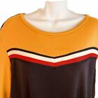 Tommy Hilfiger 85 Blue Gold Red Woman's Broad Striped Dress Shirt Size XL(21x34)