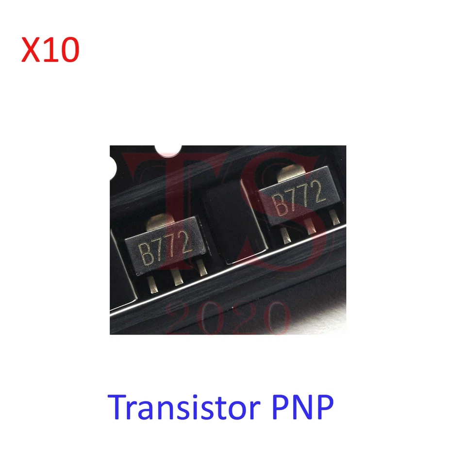 10pcs 2sb772 b772 1.5a/30v pnp sot-89 smd transistor new (((USA))) - Image 1 of 2