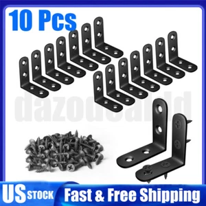 10-Pack L Bracket Corner BraceSets Black Stainless Steel 90 Degree Right Angle - Picture 1 of 15