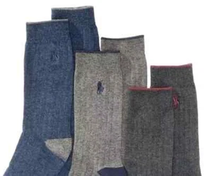 NEW Ralph Lauren Boys' Ribbed Three-Pack Dress Socks Size 4-7 / 9-11 Brown/Grey - Picture 1 of 2