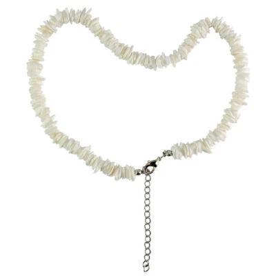 Collar Gargantilla Surfer 18" Blanco Hawaiano Astillado Puka Sea Shell Collar Foto 1 de 4