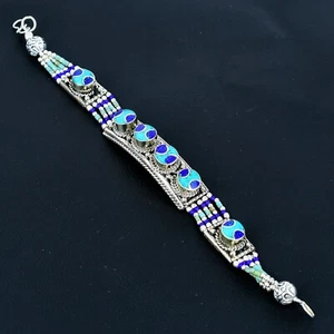 Türkis & Lapislazuli 925 Sterlingsilber Tibetanisches Perlen Armband Für - Bild 1 von 4