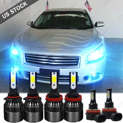 For Nissan Maxima 2009-2014- 8000K LED Headlight Hi/Lo Fog Light Bulbs Combo Kit - Image 1 of 4