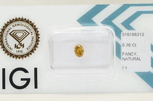 Oval Diamant natürlich ausgefallen gelb braun Farbe lose 0,36 Karat I1 IGI zertifiziert - Bild 1 von 6