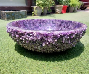 18" Amethyst Stones Sink / Bathroom Counter Sink Handmade Vanity Home Décor - Picture 1 of 10