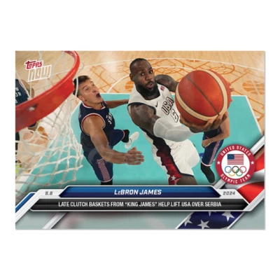 2024 PARIS OLYMPICS TOPPS NOW 24 LEBRON JAMES CLUTCH USA MENS BASKETBALL - Image 1 of 2