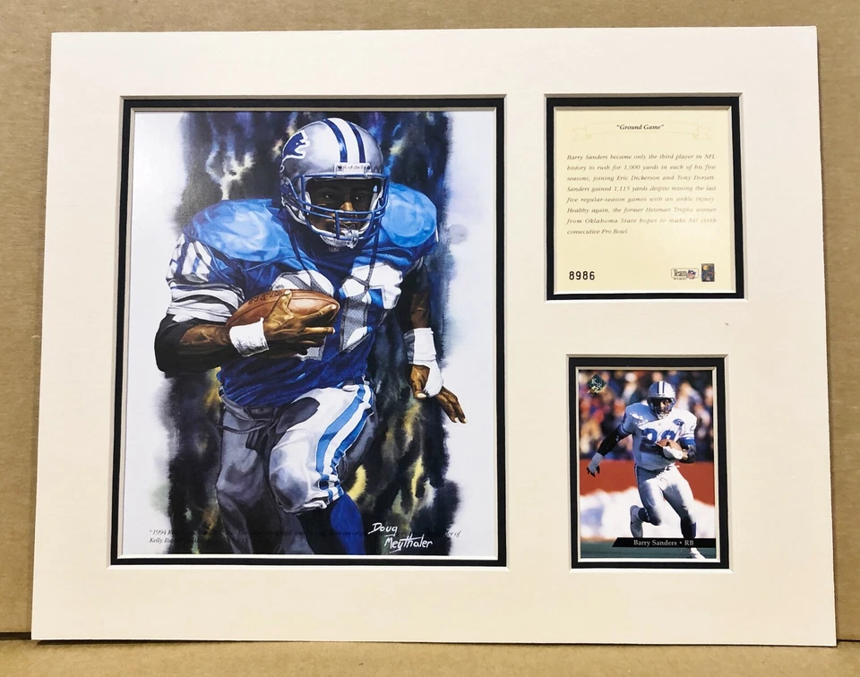 Fútbol americano NFL Detroit Lions Barry Sanders 1994 11x14 mate estampado Kelly Russell Foto 1 de 1