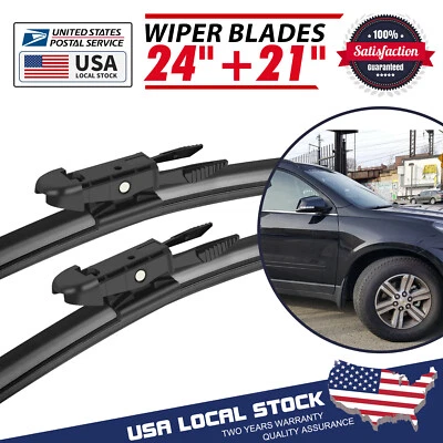 24"&21" Pair Bracketless Windshield Wiper Blades For Buick Lucerne 2005-2011 - Image 1 of 4