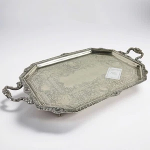 Vassoio in argento sheffield antico silver plated con manici da tavola stile 800 - Picture 1 of 8