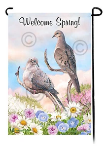 Welcome Spring Garden Flag - Mourning Doves - Picture 1 of 1