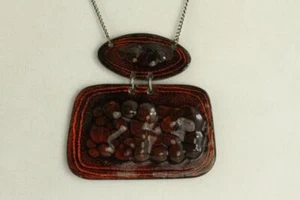 Mid Century Modern MCM Enamel Copper Fat Lava Necklace MARYANNE WEBBER Gallery - Picture 1 of 5
