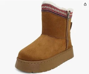 OYUPSX Women's Cotton Boots Faux Fur, Thick Sole, Indoor Outdoor Shoes, Brown - Picture 1 of 5