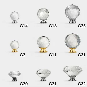 Pomelli per porta armadio rotondo cristallo diamantato taglio sfaccettato vetro - Foto 1 di 18