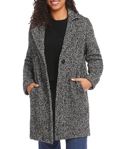 Karen Kane Women's Herringbone Coat Grey M B4HP - Picture 1 of 4