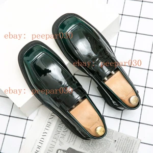 loafers men's patent leather British casual big head leather shoes - Picture 1 of 14