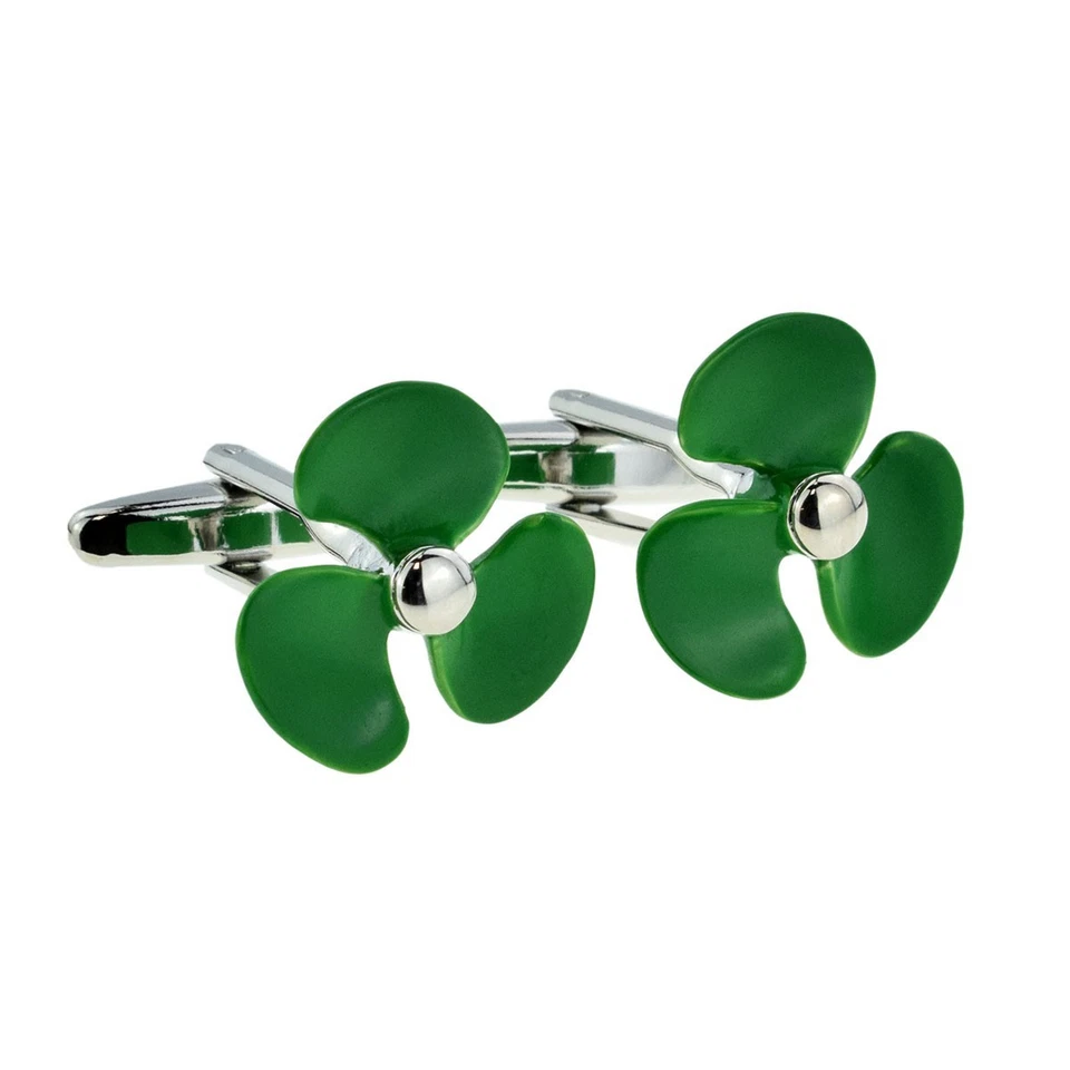 CADOGAN GIFTS High Quality Green Ships Propellor Cufflinks Presented in a Box X2AJ311