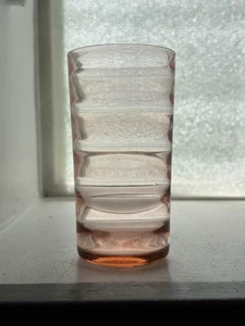 Vintage Gorgeous Saturn Optic Pink Tumbler Art Deco Elegant Glass Heisey-Era - Picture 1 of 14