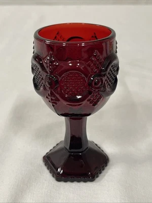 Vintage Avon 1876 Cape Cod 4.5" Ruby Red Wine Water Glass Goblet Holds Liquids - Image 1 of 4