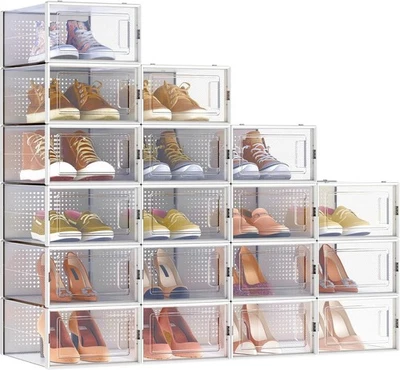 SONGMICS Scatole per Scarpe - 18 Organizzatori Porta Scarpe fino alla taglia 44 - Immagine 1 di 4