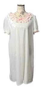 Camisón Vintage Sin Marca Blanco Rosa Dulce *ver Descripción Para Medidas* - Imagen 1 de 6