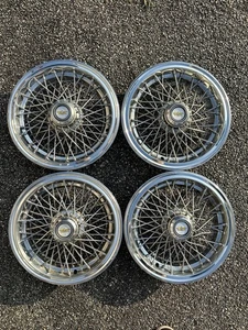 4 86-96 Chevy Caprice 15” Locking Wire Hubcaps Wheel Covers Nice - Picture 1 of 24