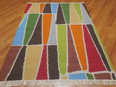 MODERND  ANATOLIA FLATWAVE KILIM GEOMATRIC DESIGND 4x6 TURKISH RUG - Image 1 of 4